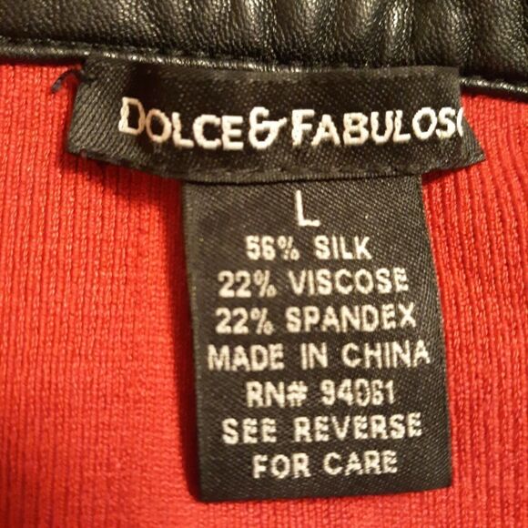 Dolce & Fabuloso Silk Blend Knit Sweater Faux Leather Collar 1/4 Zipper Large - Picture 4 of 5